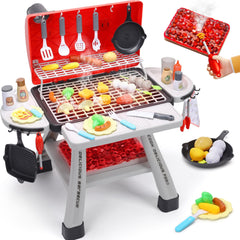 CUTE STONE Kids Grill Playset set-up for imaginative pretend BBQ fun.