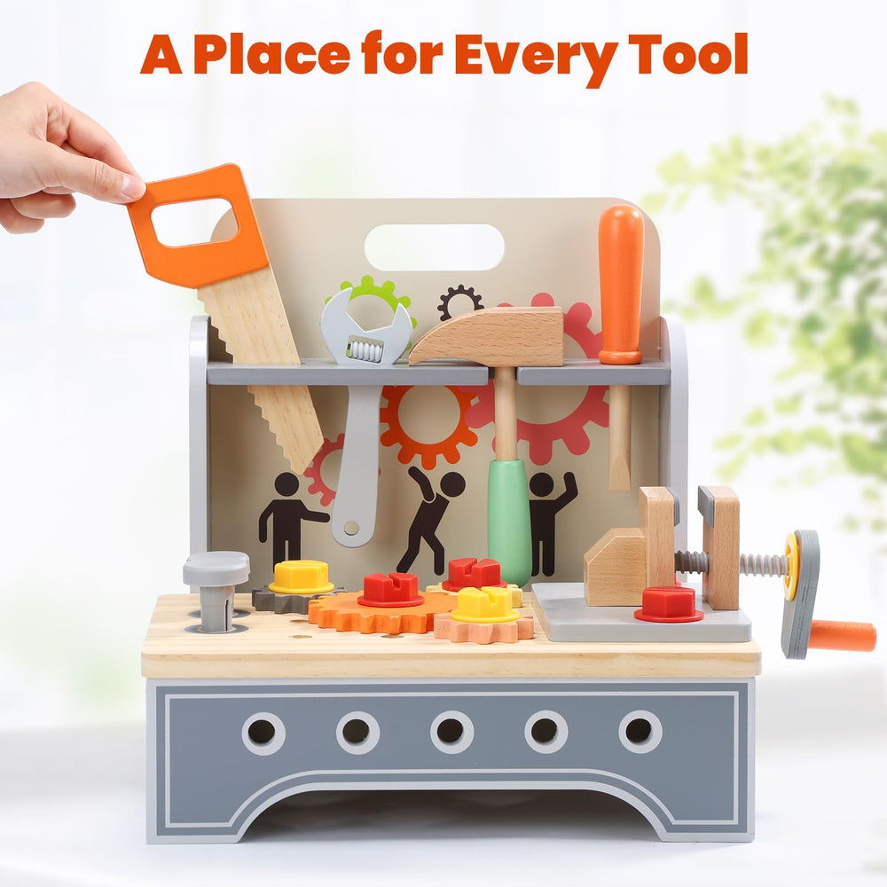 Cute Stone playset encourages sharing and teamwork during pretend construction.