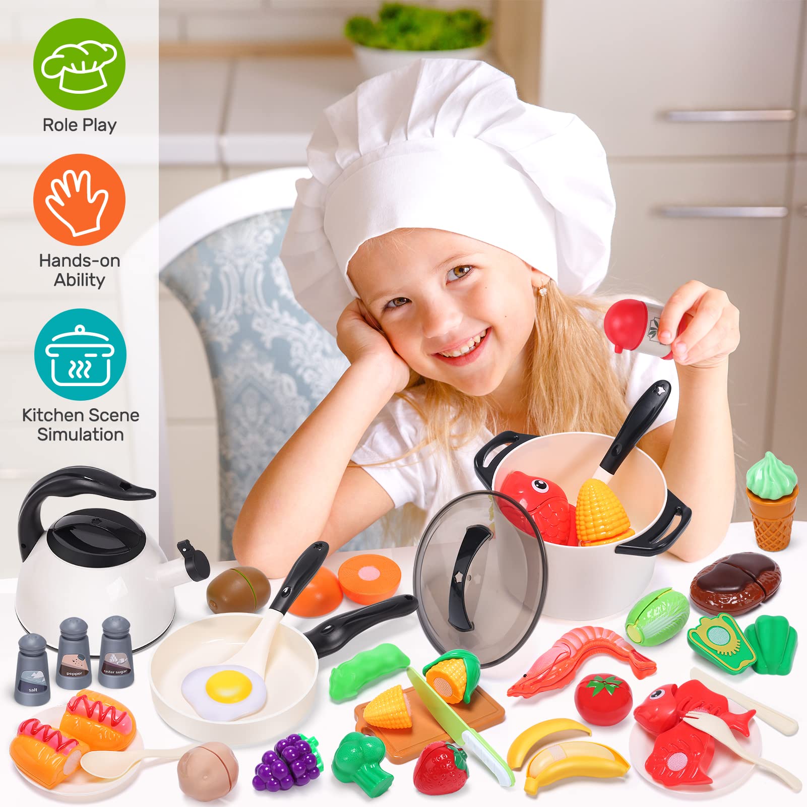 CUTE STONE pretend utensils set to spark kids’ kitchen role-play.
