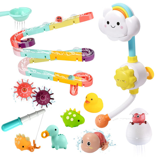 CUTE STONE shower toy on tile with suction cups for engaging bath play