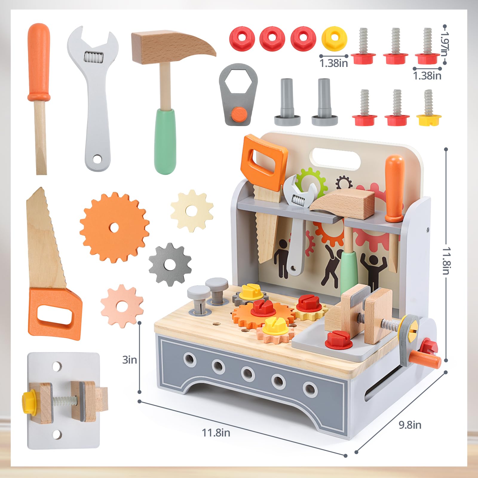 Cute Stone safe wooden toy with water-based paint for years of imaginative play.