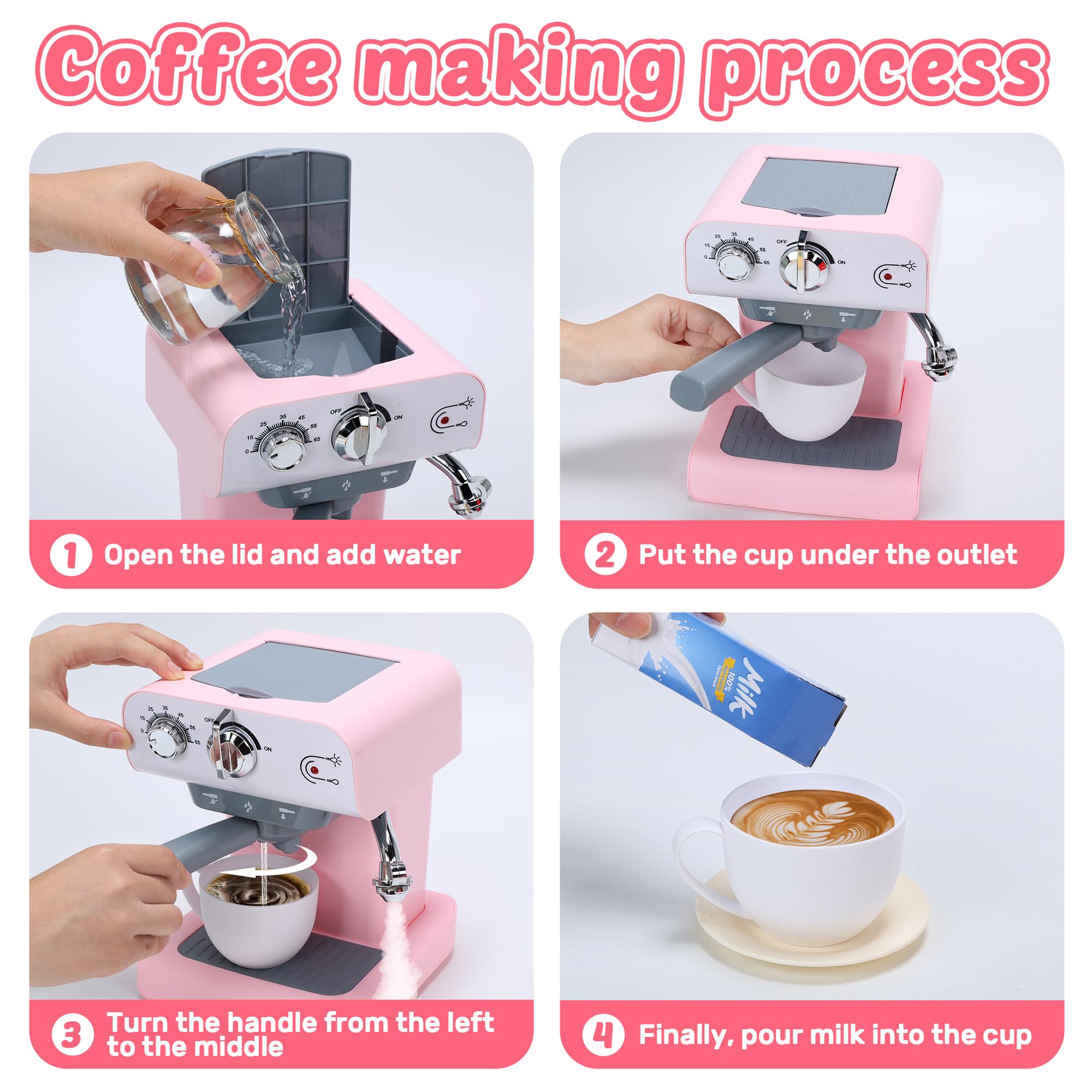 CUTE STONE toy coffee set steam outlet simulates boiling for realism