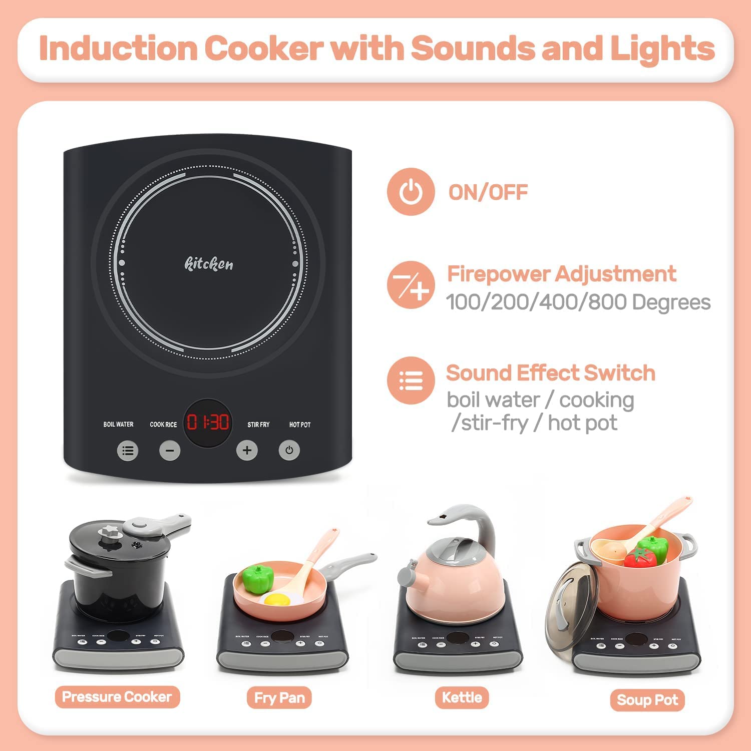 Cute Stone toy kettle eyes realistic steam-free play moments