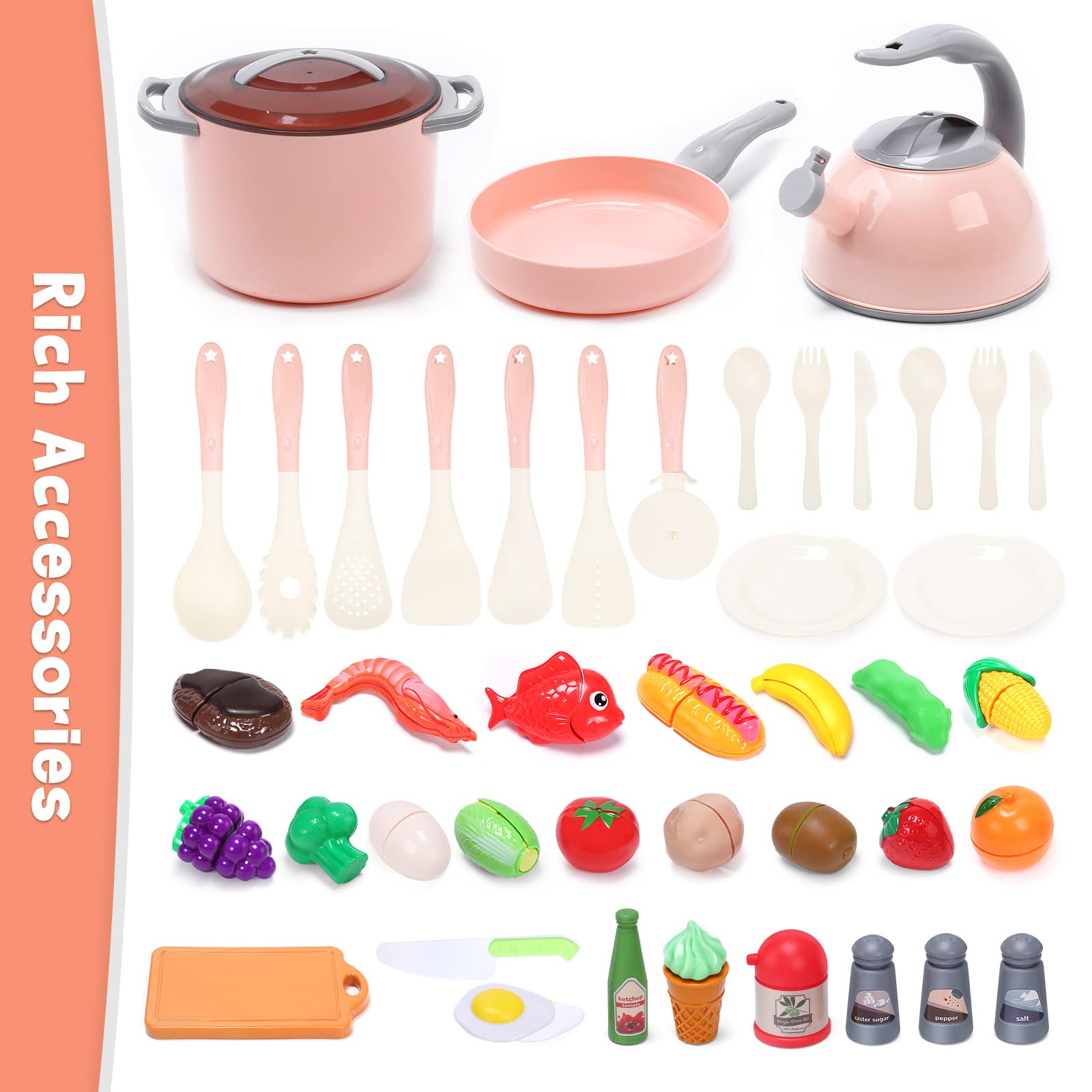 CUTE STONE canned goods add variety to imaginative kitchen play.