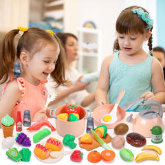 CUTE STONE Velcro-cut food pieces enable safe pretend prep.