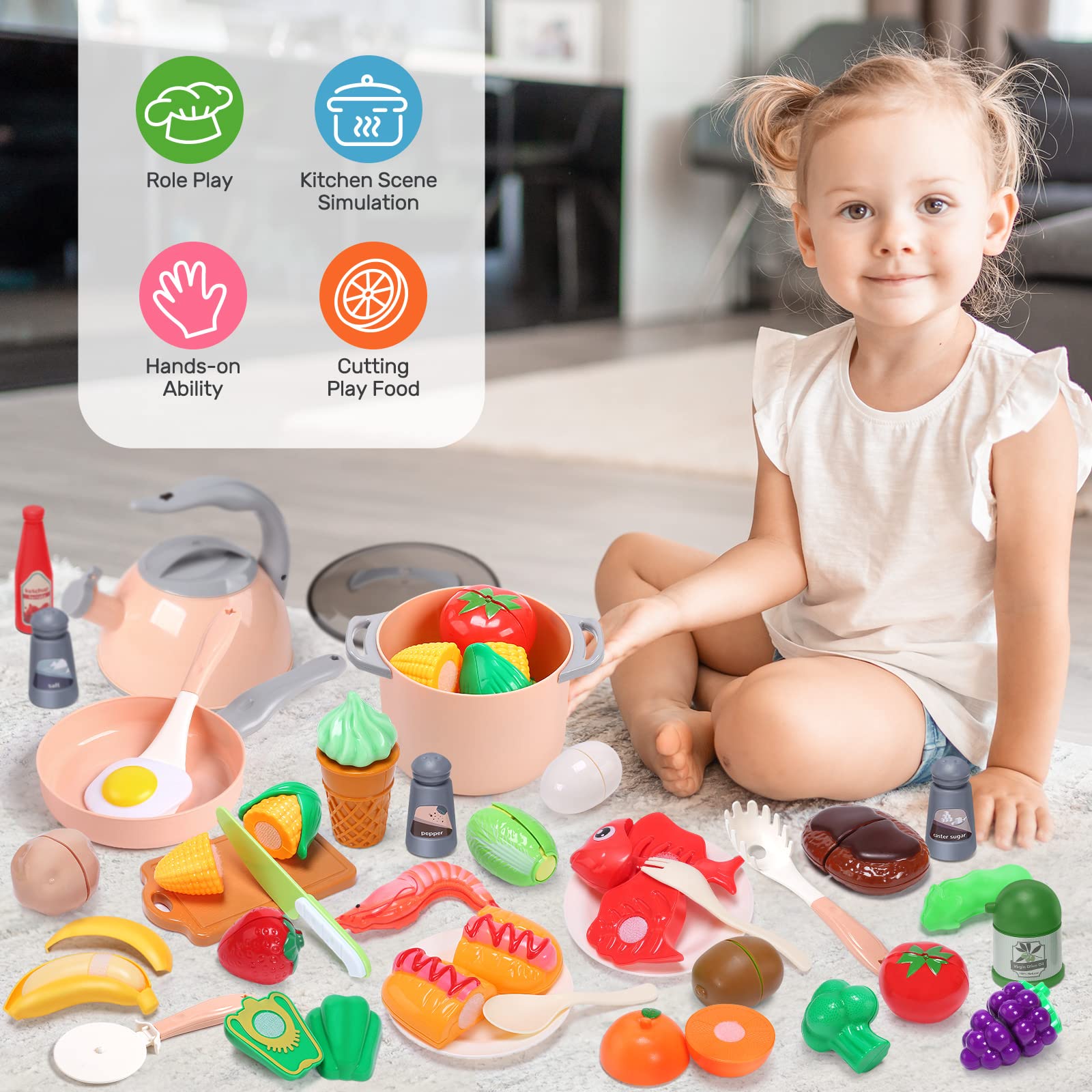 CUTE STONE plates and dishes promote sharing and role-play dining experiences.