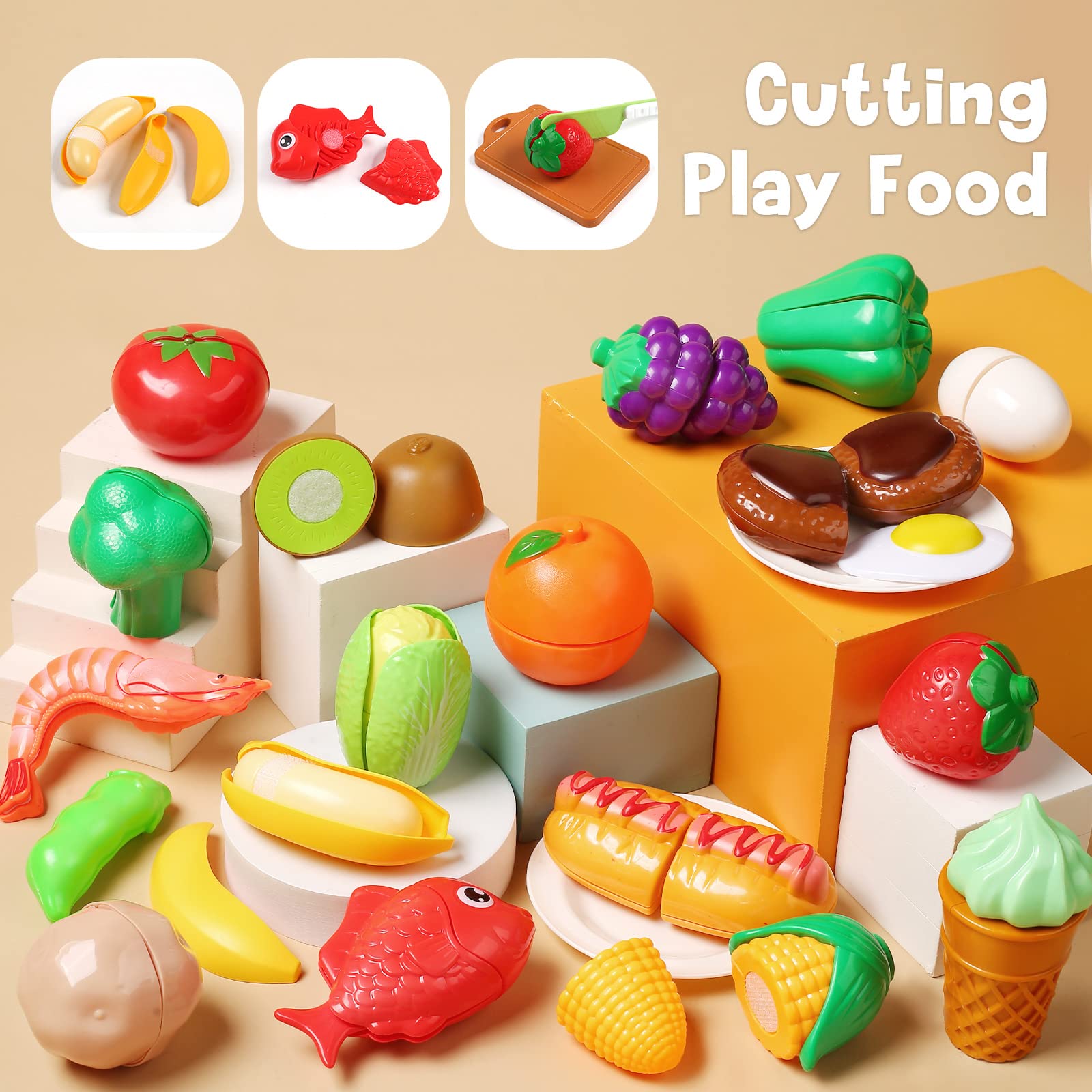 CUTE STONE pretend vegetables invite healthy play and sensory exploration.