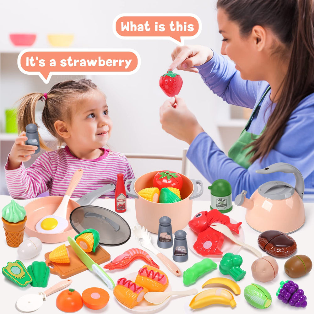 CUTE STONE utensils encourage stirring, flipping, and role-play cooking games.