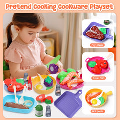 Cute Stone toy meat and vegetables variety for cutting practice and role-play.