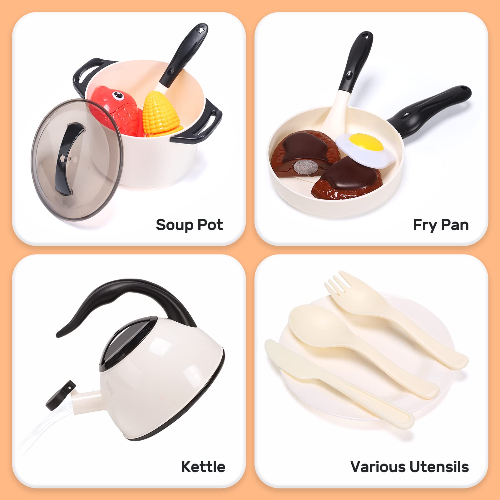 CUTE STONE Velcro-cut food pieces for safe cutting play.