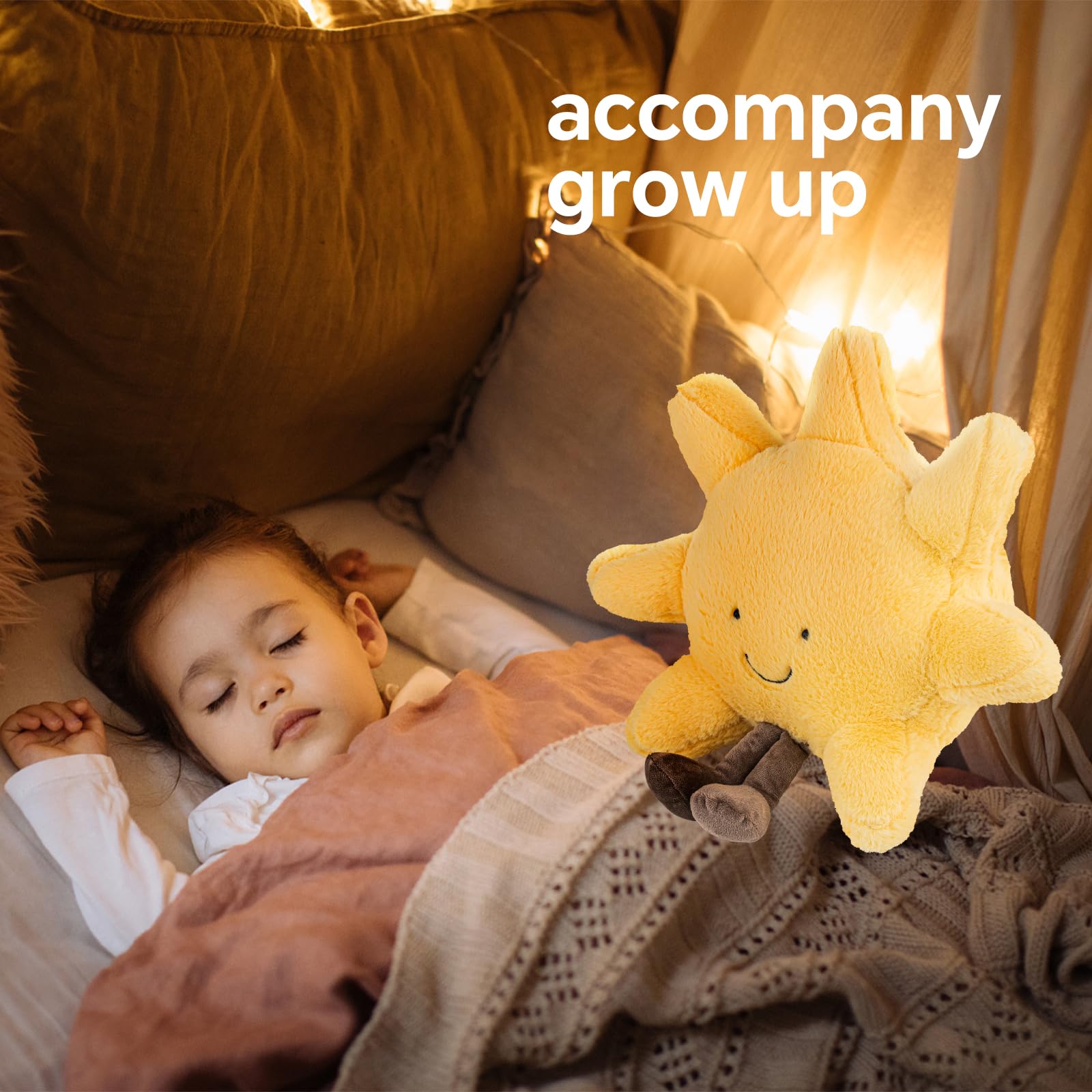 Cute Sun Plush Toy baby-safe soft texture suggests gentle snuggles for infants.