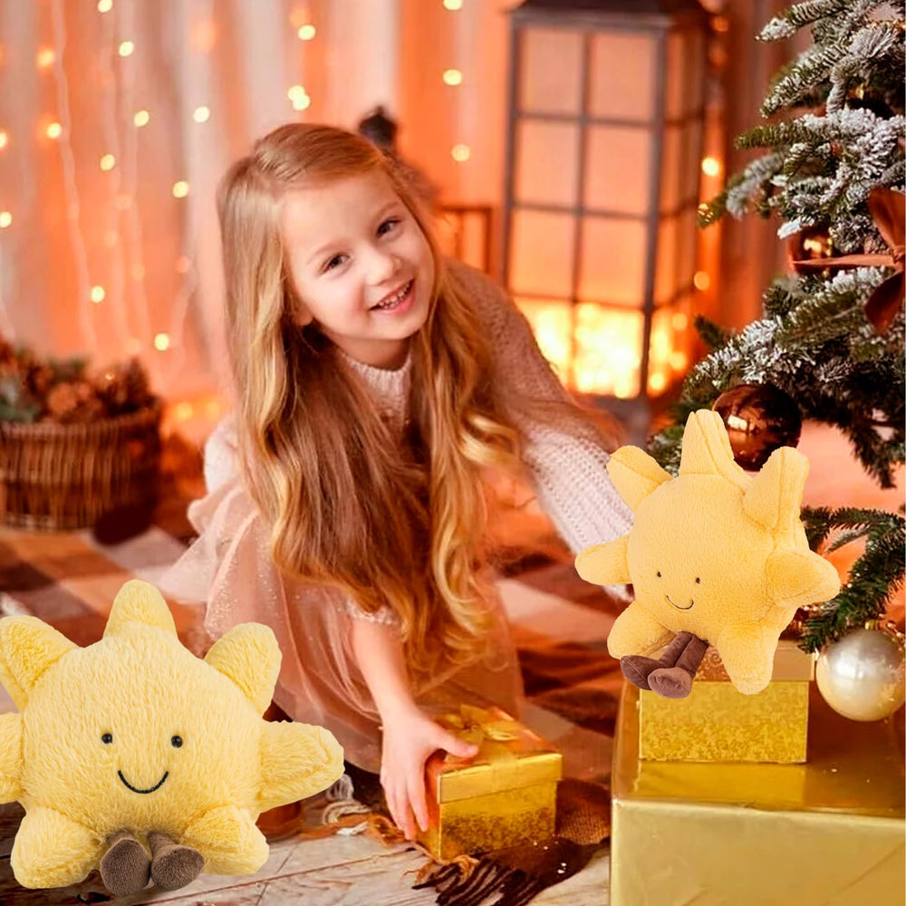 Cute Sun Plush Toy bedroom-decor shot brightens kids rooms with friendly charm.