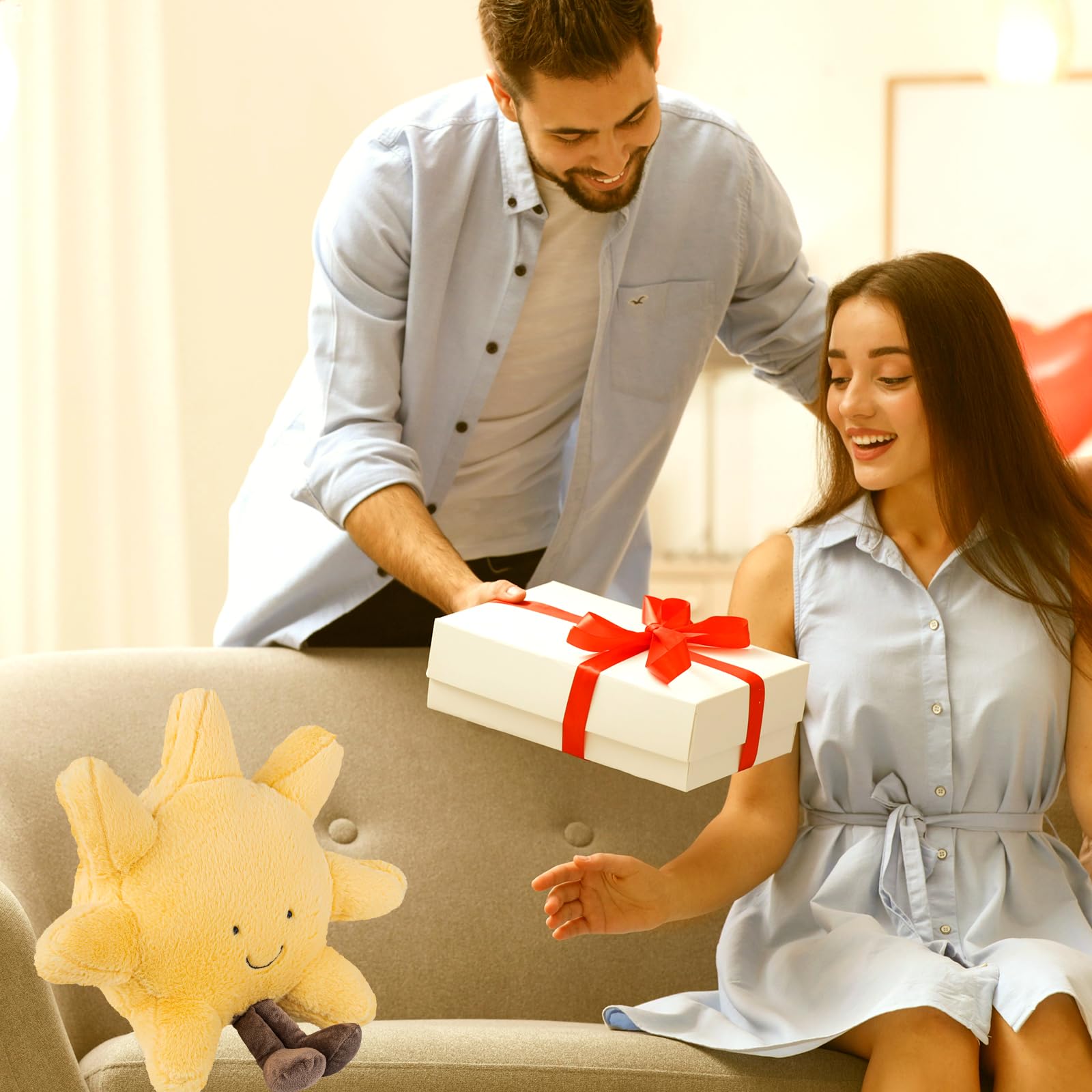 Cute Sun Plush Toy photo-prop style adds warmth to family memories.
