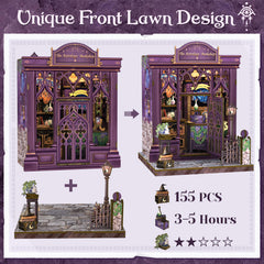 CUTEBEE 3D puzzle book nook dim lighting creates a warm ambience.