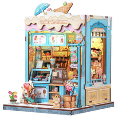 CUTEBEE Bella's Ice Cream Book Nook kit contents laid out for easy assembly.