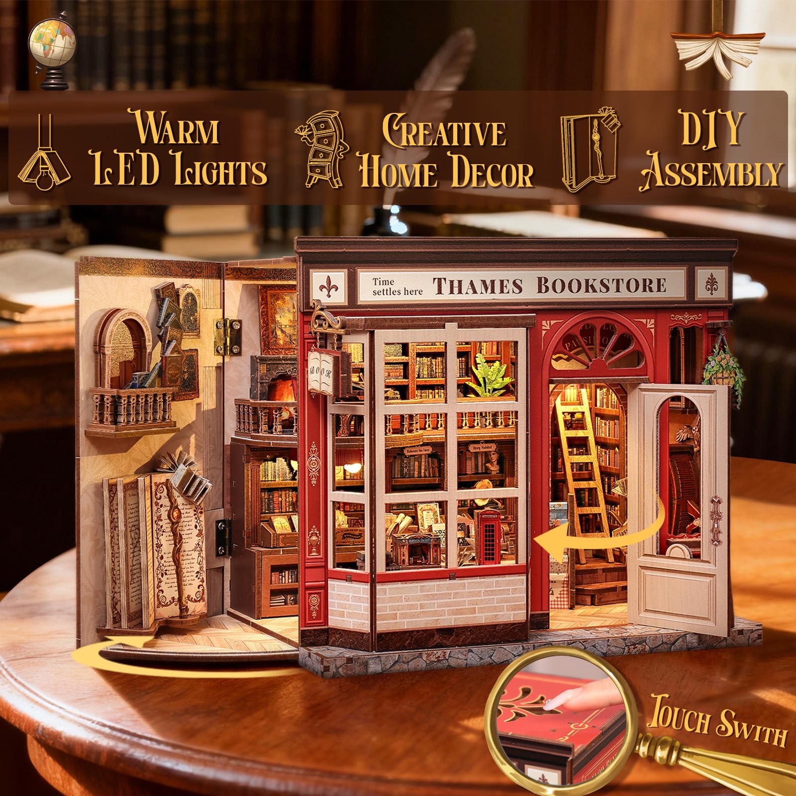CUTEBEE Book Nook interchangeable storefronts offer versatile styles for shelf refresh.
