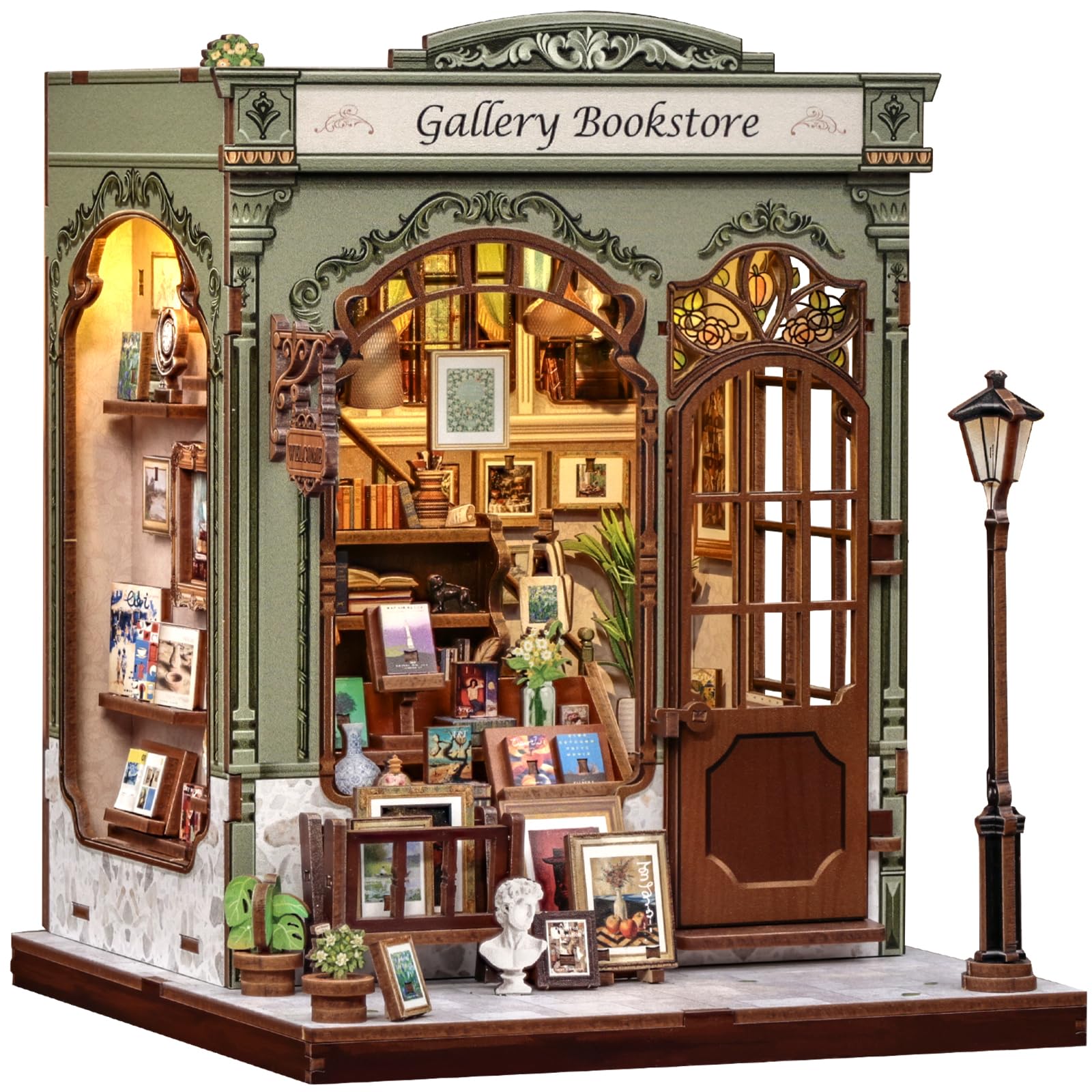 CUTEBEE Book Nook Kit – bookstore shelves with design books for stylish desk decor