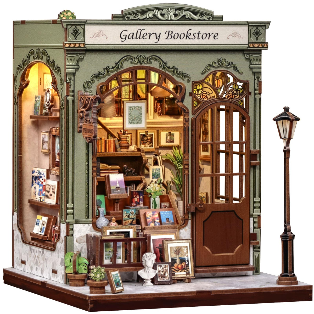 CUTEBEE Book Nook Kit – bookstore shelves with design books for stylish desk decor