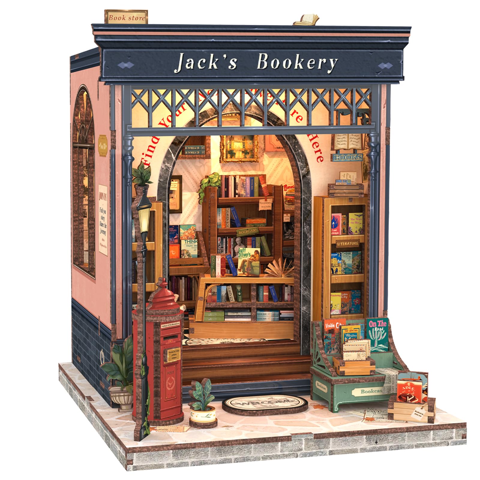 CUTEBEE Book Nook Kit box cover displays a charming tiny bookstore design for inspiration