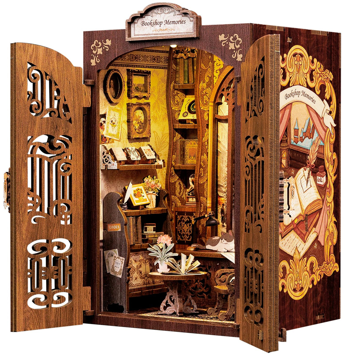 CUTEBEE Book Nook kit contents showcase all parts for a hands-on, imaginative setup.