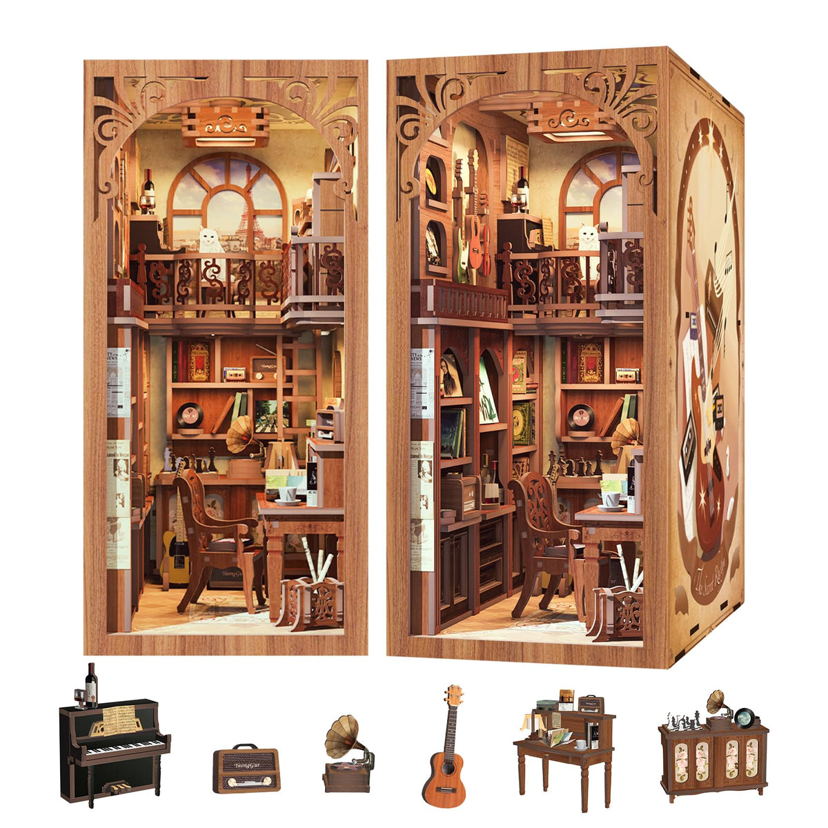 CUTEBEE Book Nook Kit cover; elegant European-inspired design for chic desk decor.