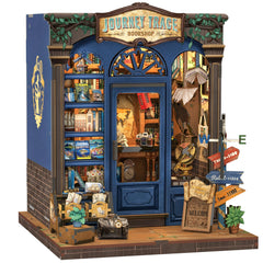 CUTEBEE Book Nook Kit cover showing the travel-themed bookstore setup for cozy decor