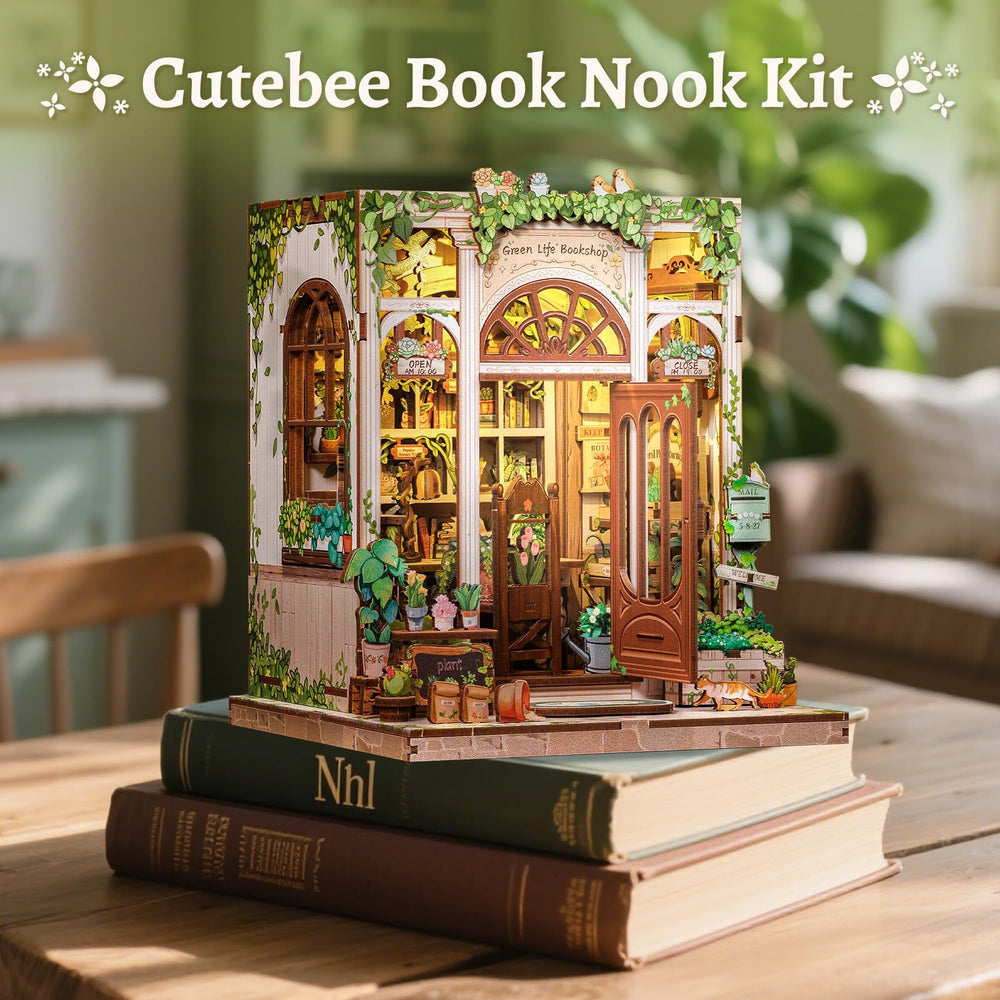 CUTEBEE Book Nook Kit functional bookend doubles as decorative display.