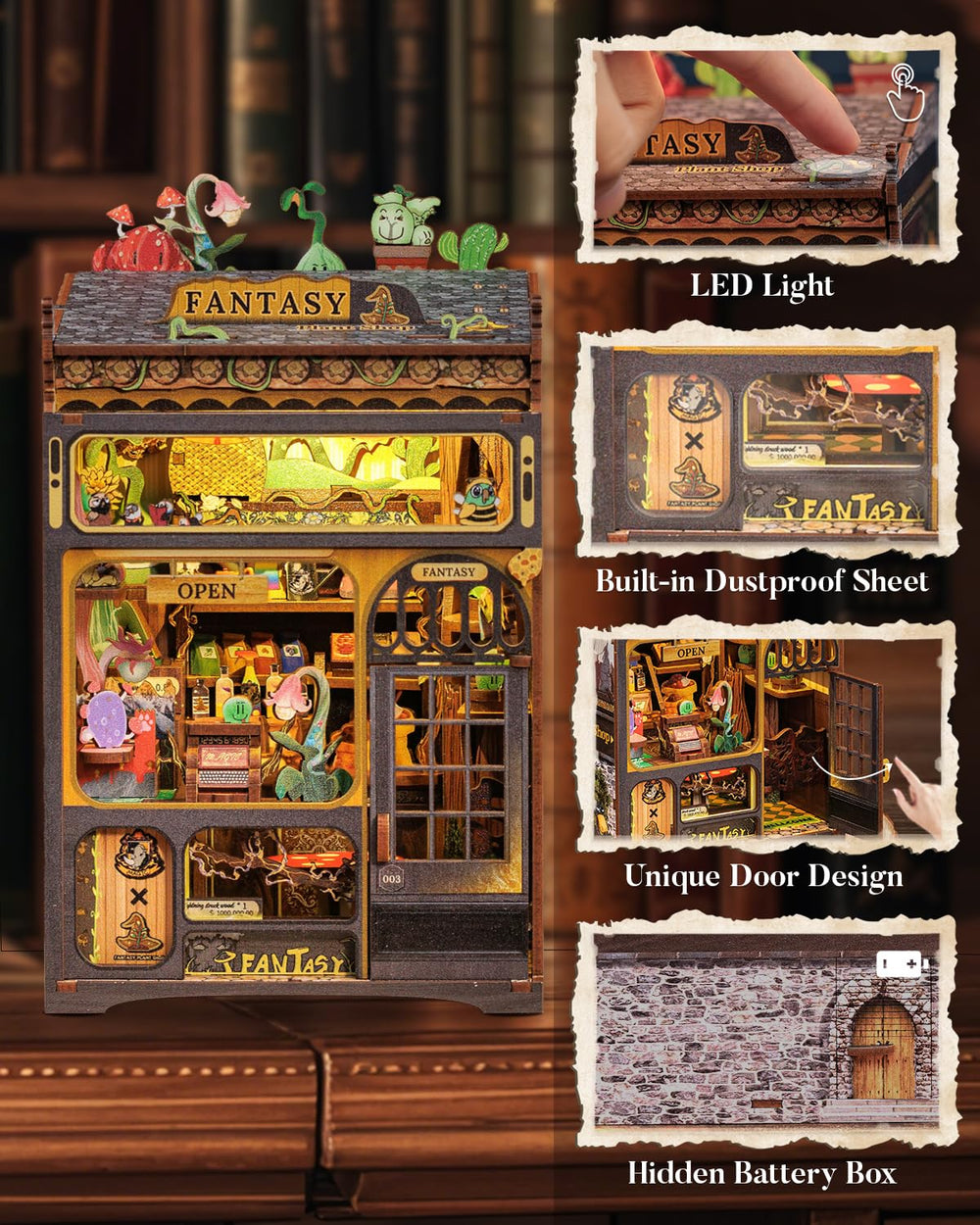 CUTEBEE Book Nook Kit detailed manual guides beginner-friendly assembly.
