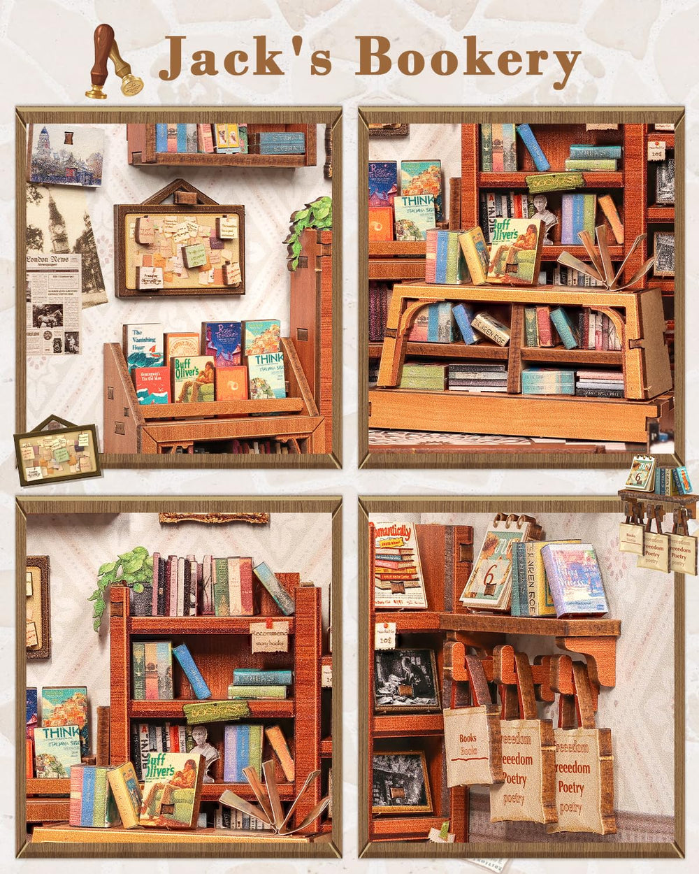 CUTEBEE Book Nook Kit DIY process with tools supports mindful crafting