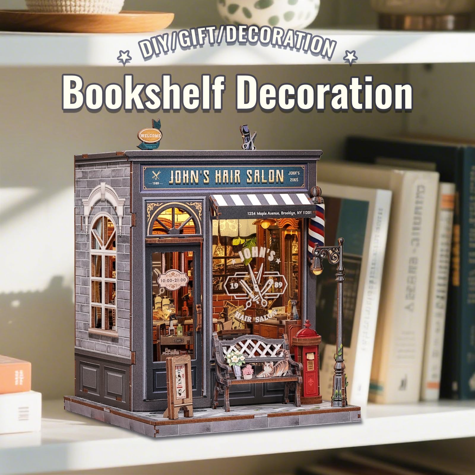 CUTEBEE Book Nook Kit DIY puzzle ready for mindful crafting sessions.