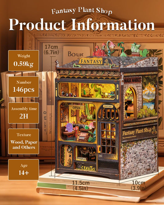 CUTEBEE Book Nook Kit dollhouse scene highlights cozy storytelling spaces.