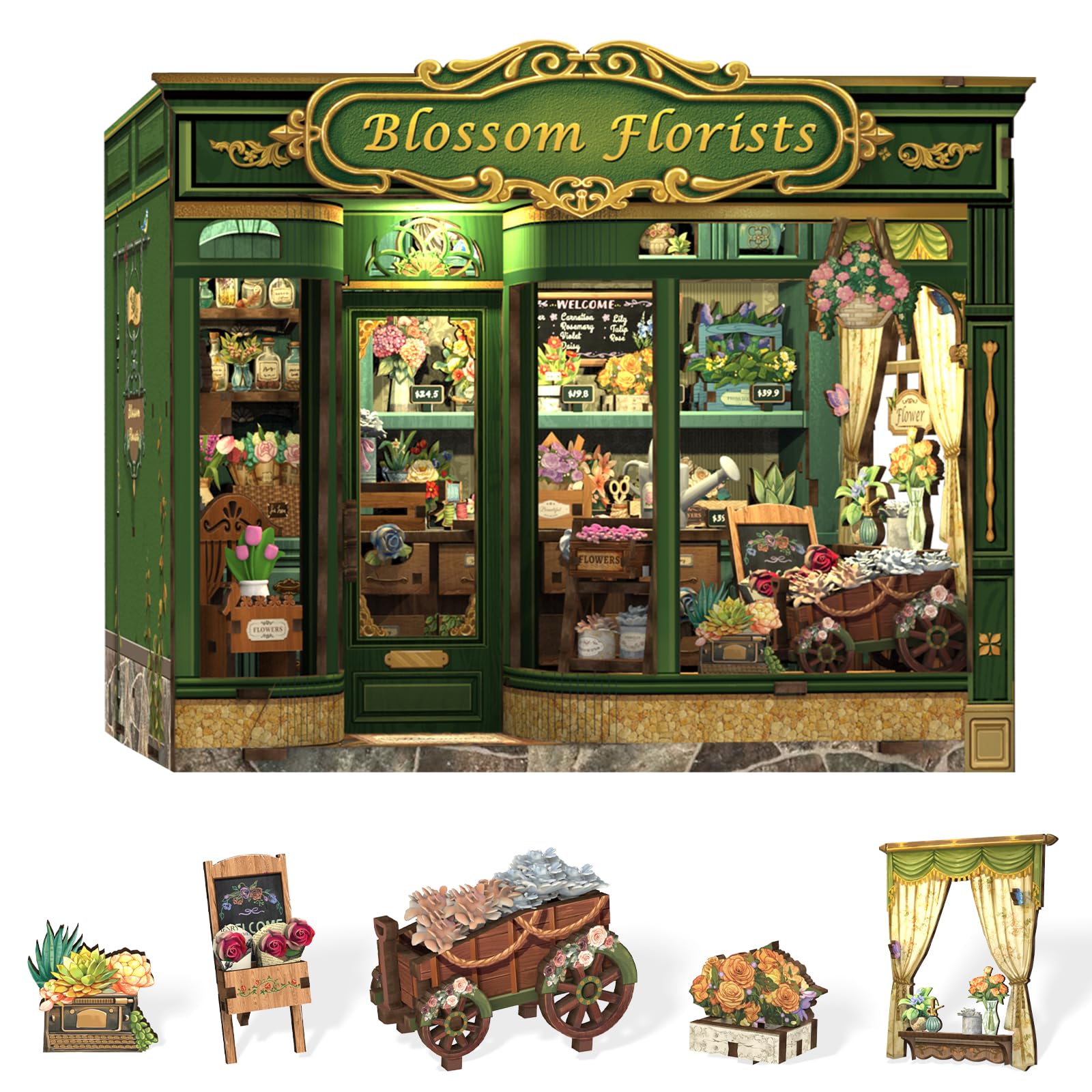 CUTEBEE Book Nook Kit flower shop diorama for cozy decor