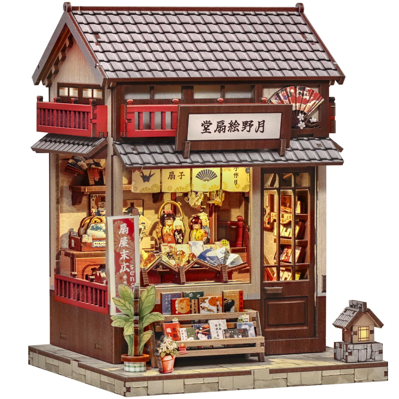 CUTEBEE Book Nook Kit front view of Tsukino Eogi-dou storefront for home decor