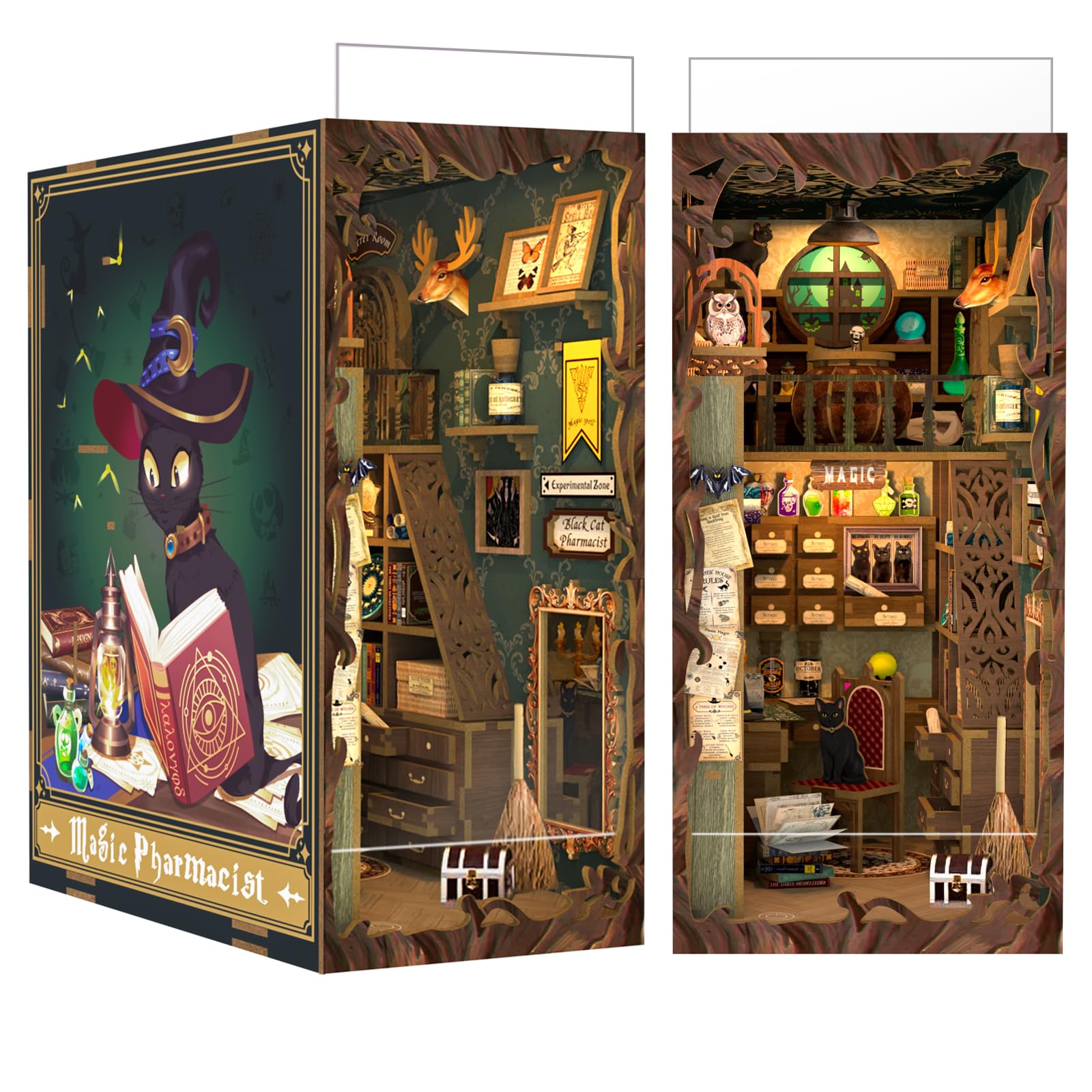 CUTEBEE Book Nook Kit front view showing cozy bookshelf decor and creative pastime