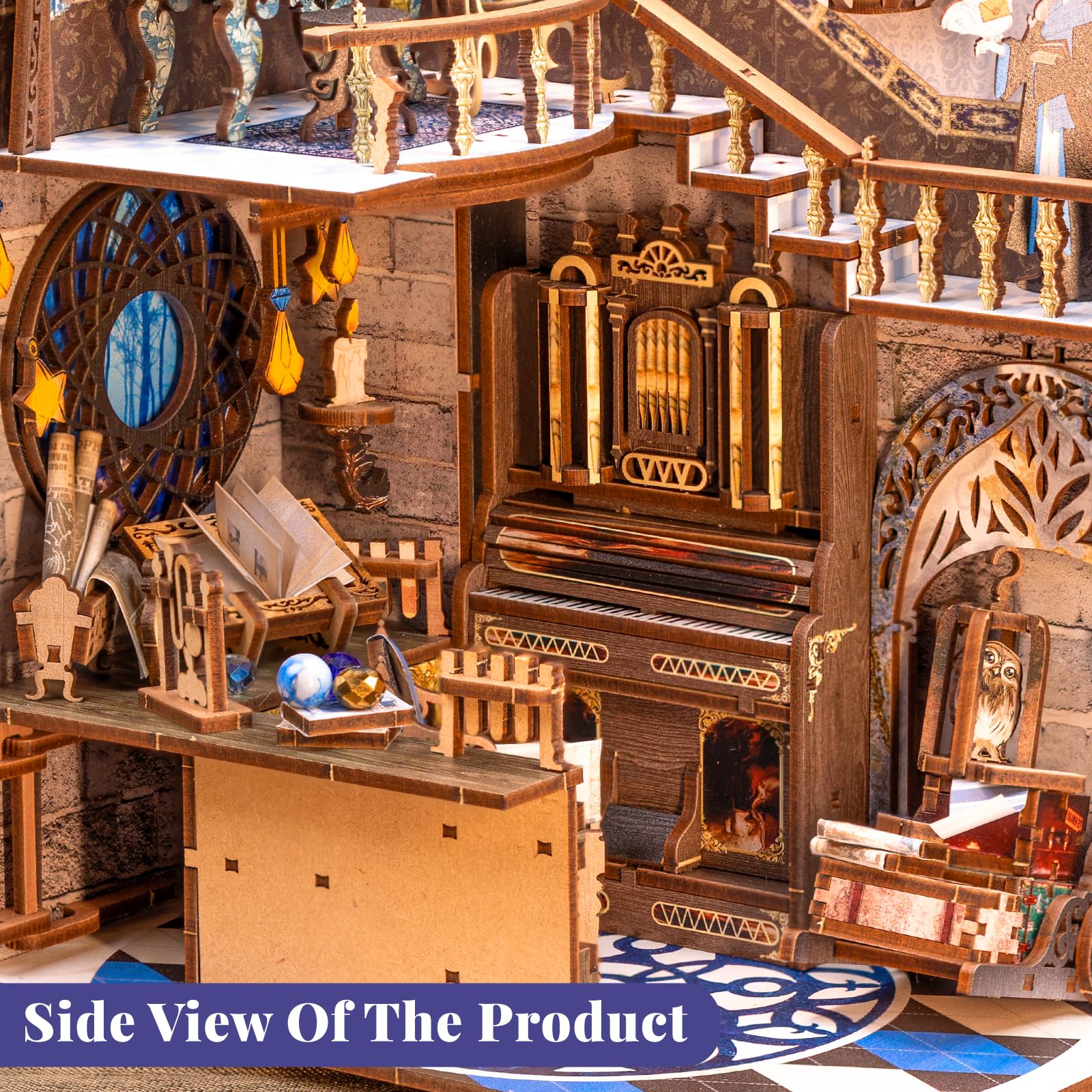 CUTEBEE Book Nook Kit shelf corner scene adds whimsy.