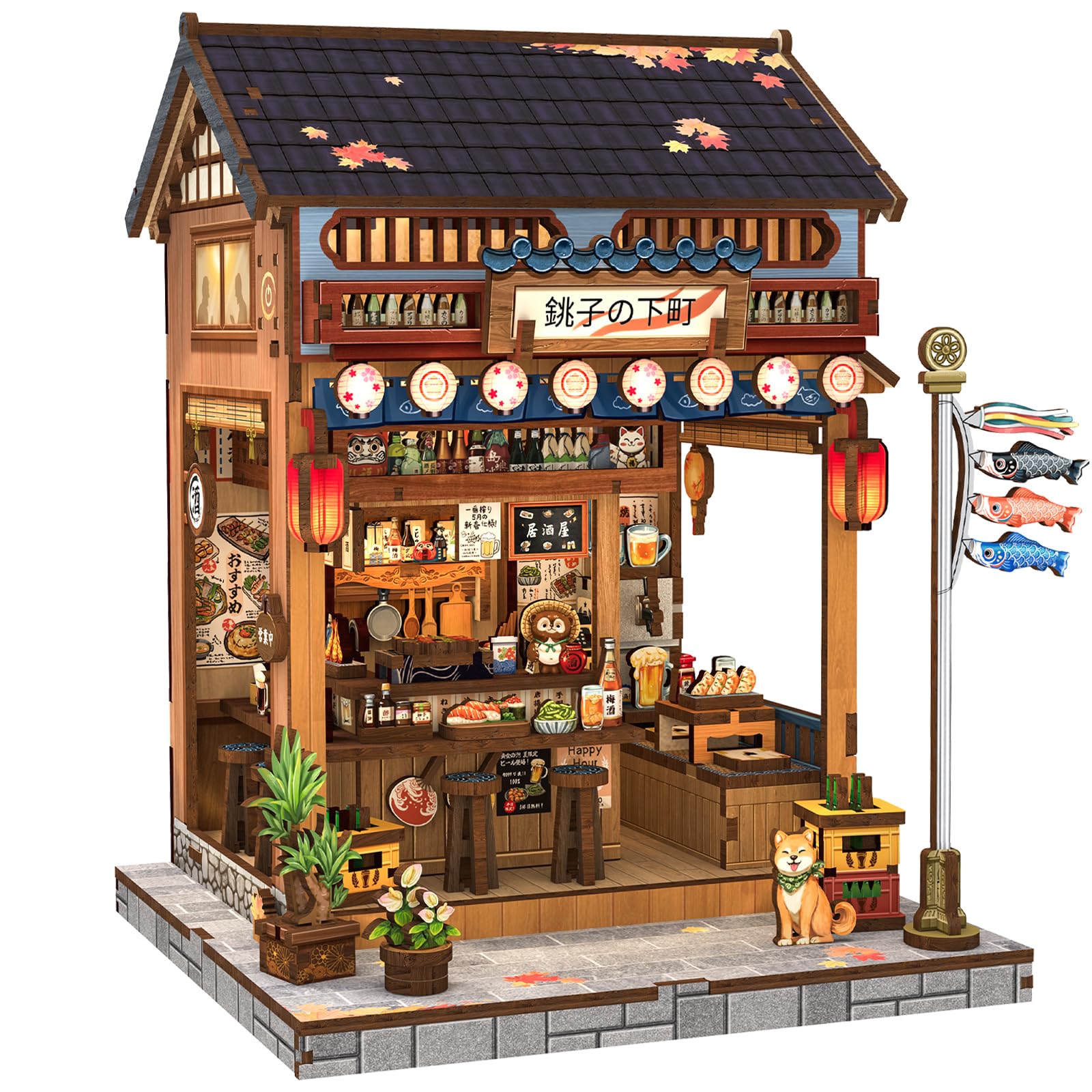 CUTEBEE Book Nook Kit – izakaya street scene for shelf decor