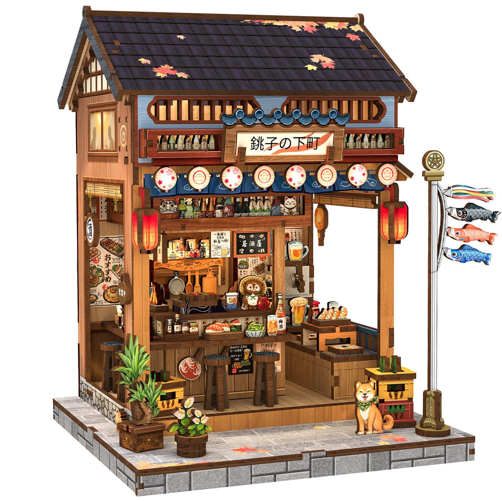 CUTEBEE Book Nook Kit – izakaya street scene for shelf decor