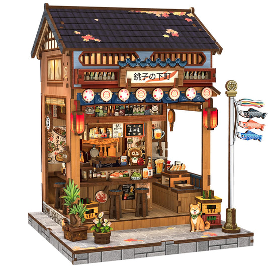 CUTEBEE Book Nook Kit – izakaya street scene for shelf decor