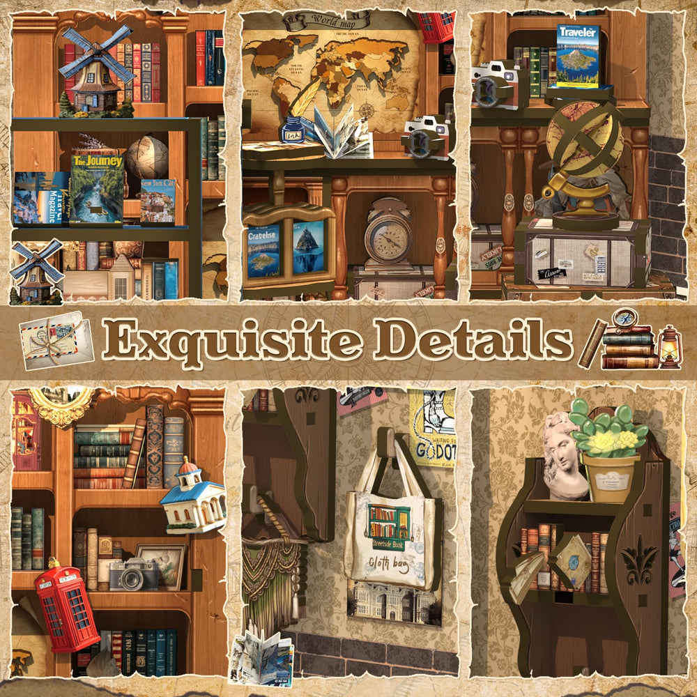 CUTEBEE Book Nook Kit lit diorama scene with soft glow for evening display