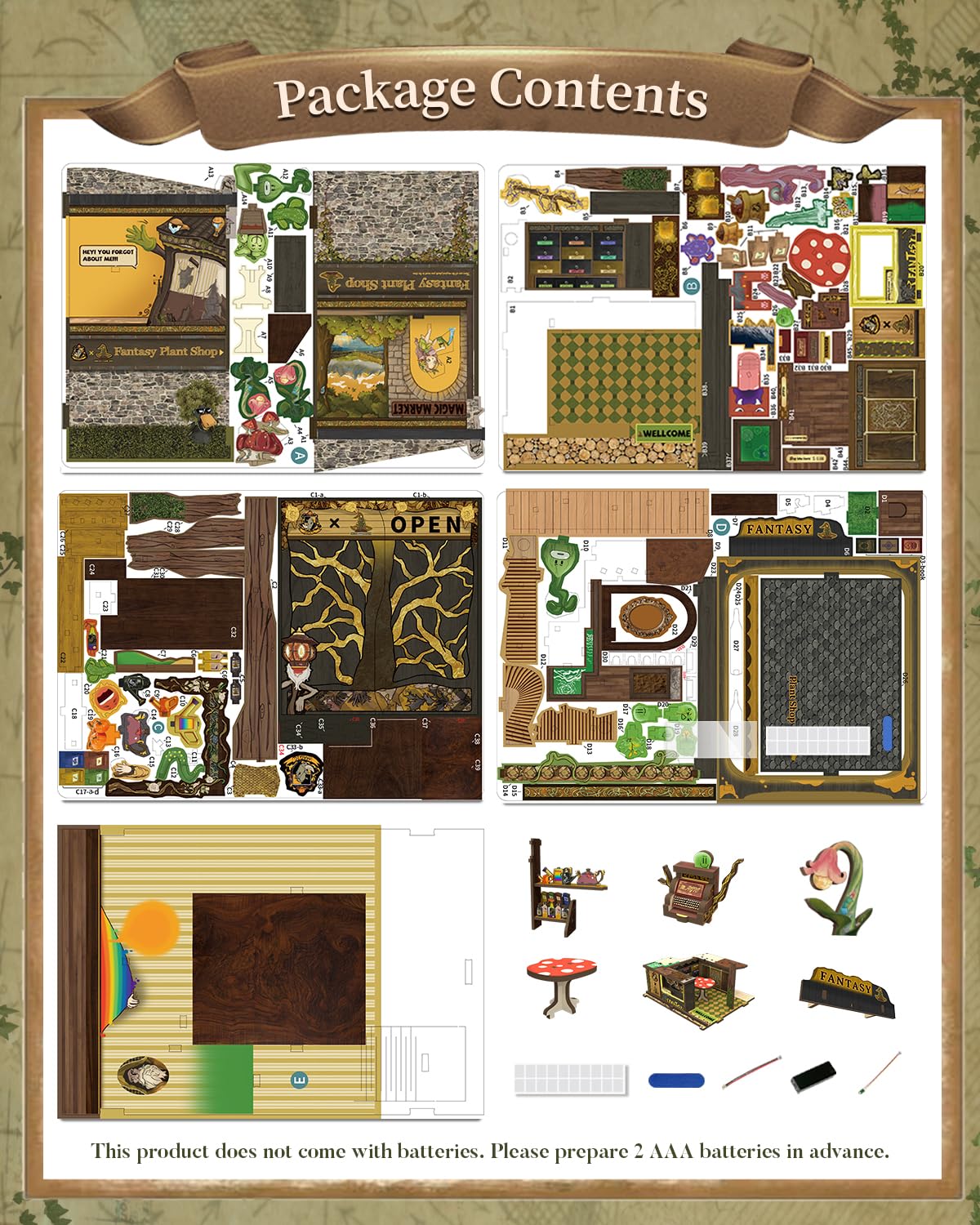 CUTEBEE Book Nook Kit miniature rooms showcase fantasy plant shop vibes.