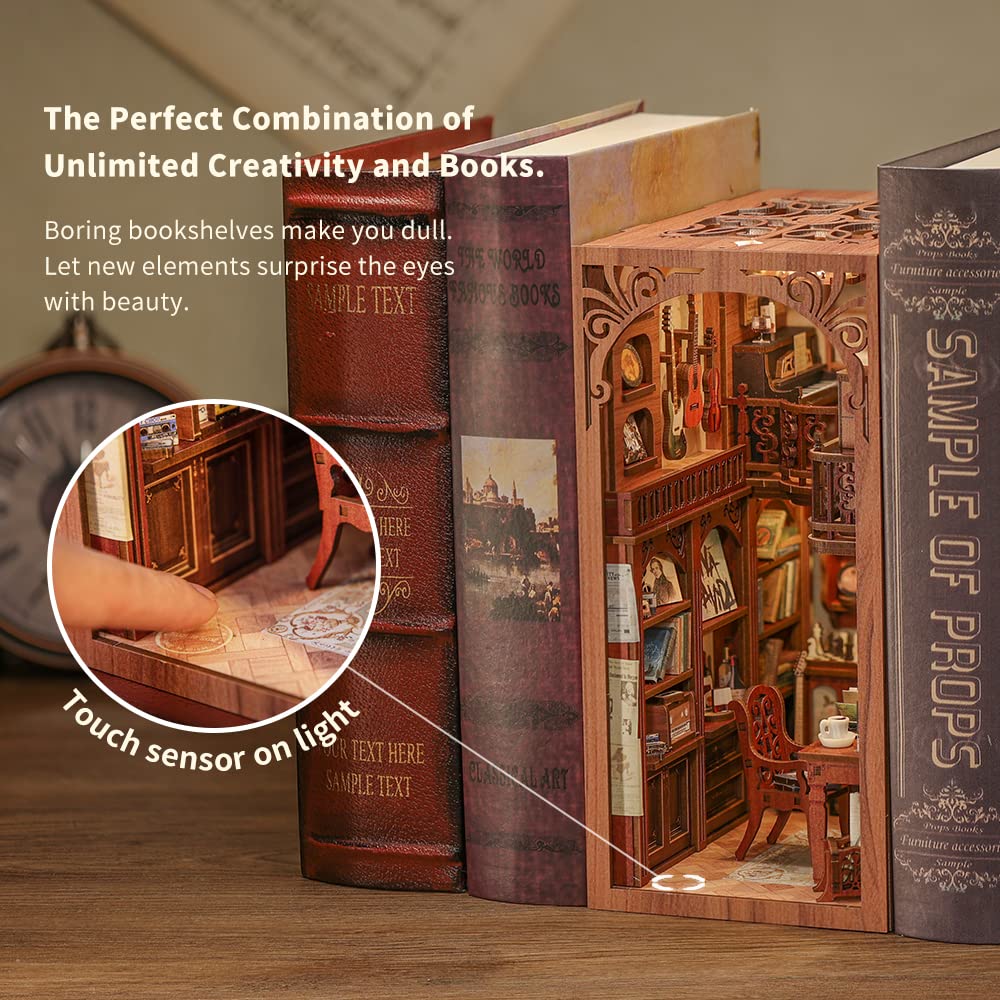 CUTEBEE Book Nook Kit miniature world ready for table display.