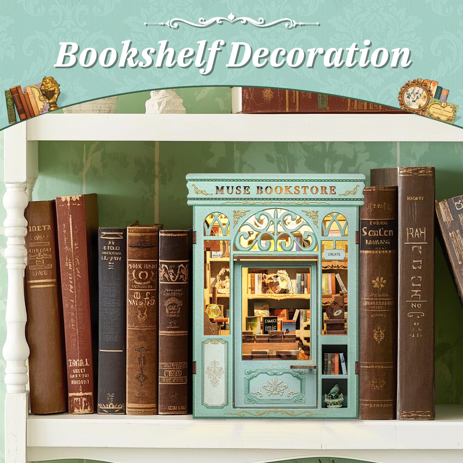 CUTEBEE Book Nook Kit night light display enhances mood lighting