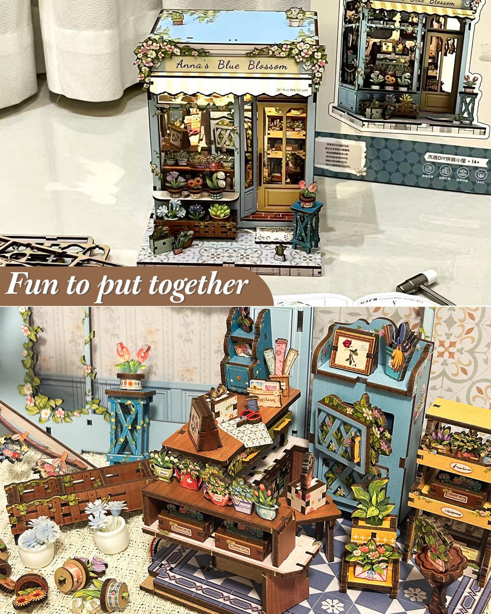 CUTEBEE Book Nook kit parts laid out inviting screen-free creativity.