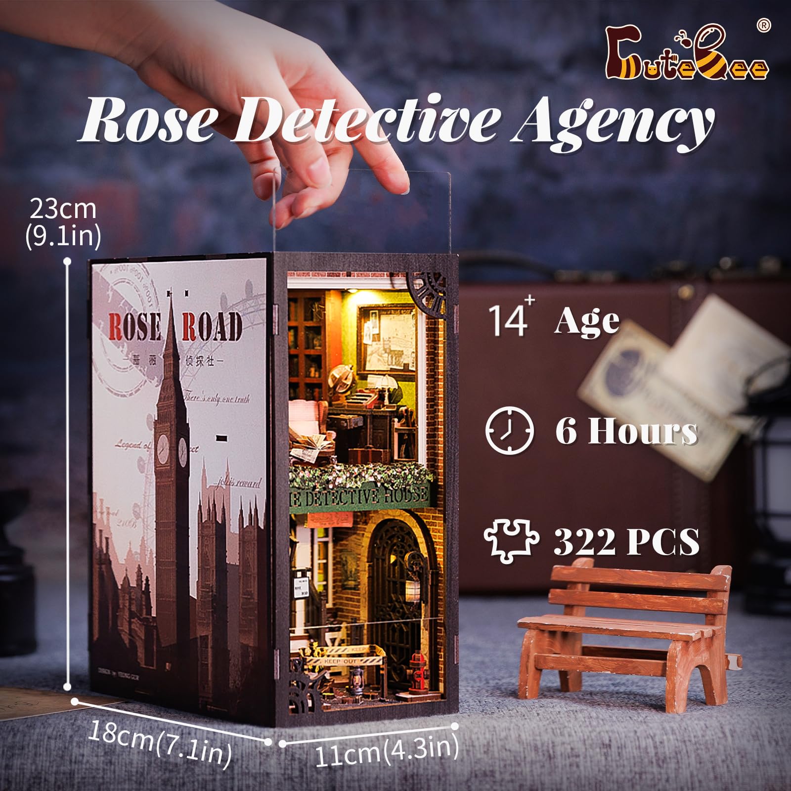 Cutebee Book Nook Kit on-shelf display elevates home decor and storytelling.