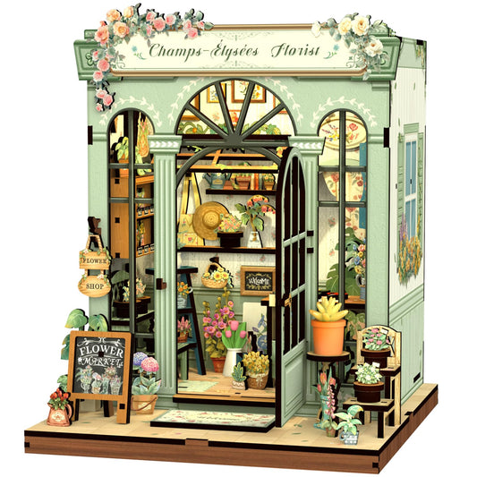 CUTEBEE Book Nook Kit shelves and bakery scene enhances cozy reading ambiance.