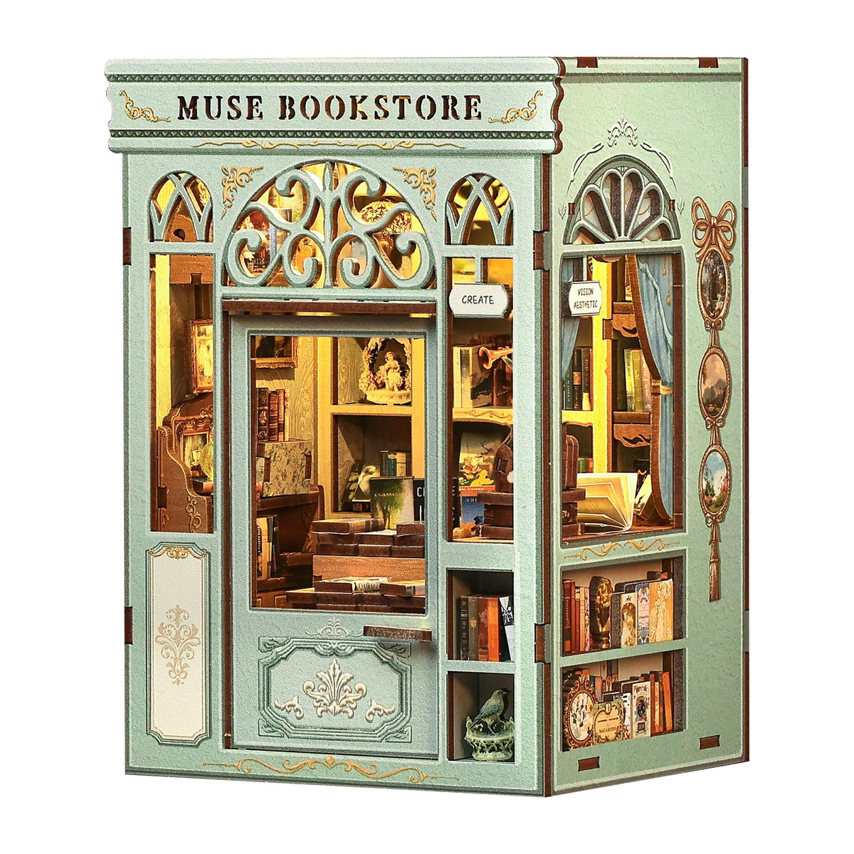 CUTEBEE Book Nook Kit storefront diorama with cozy reading corner
