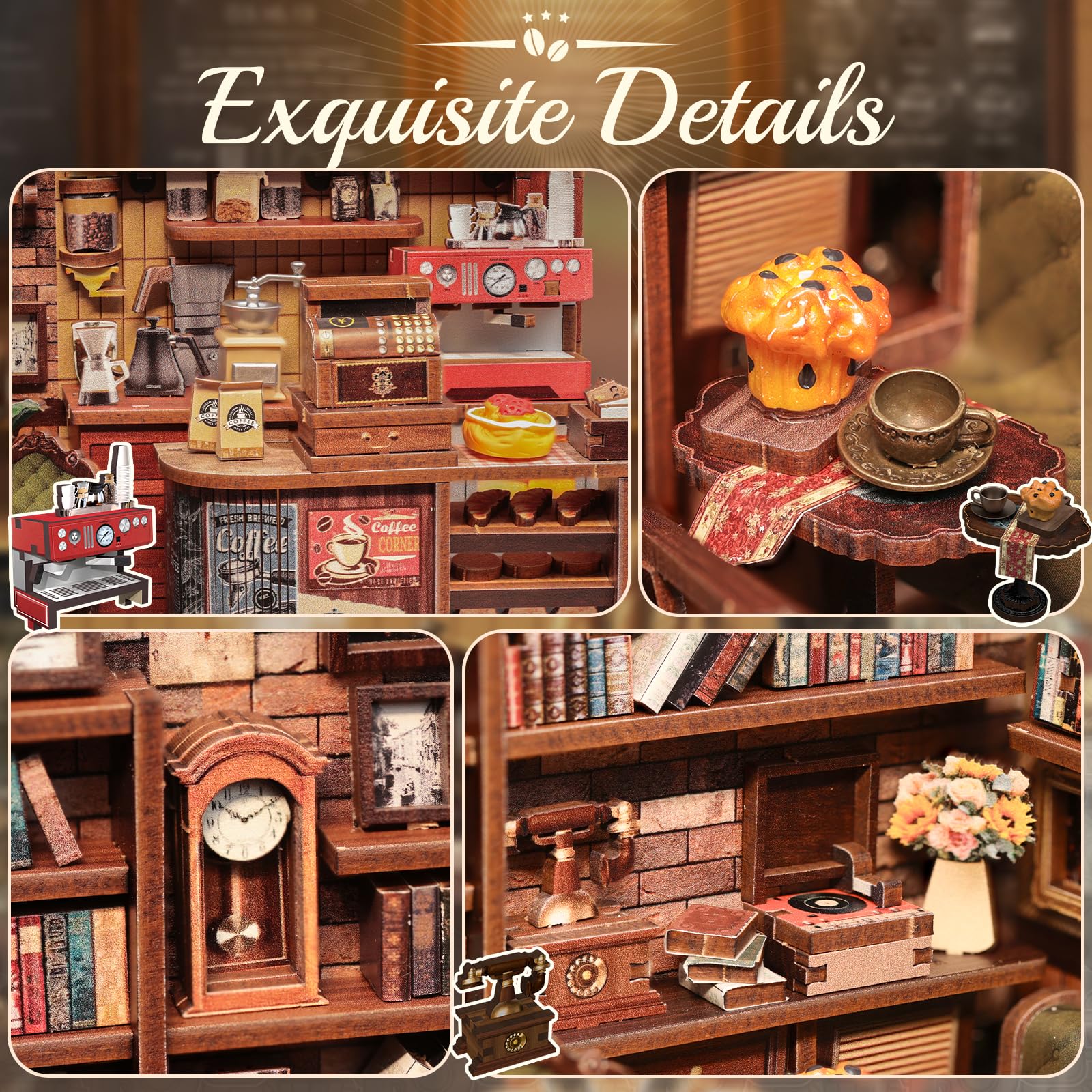 CUTEBEE Book Nook Kit wall paintings add color and character.