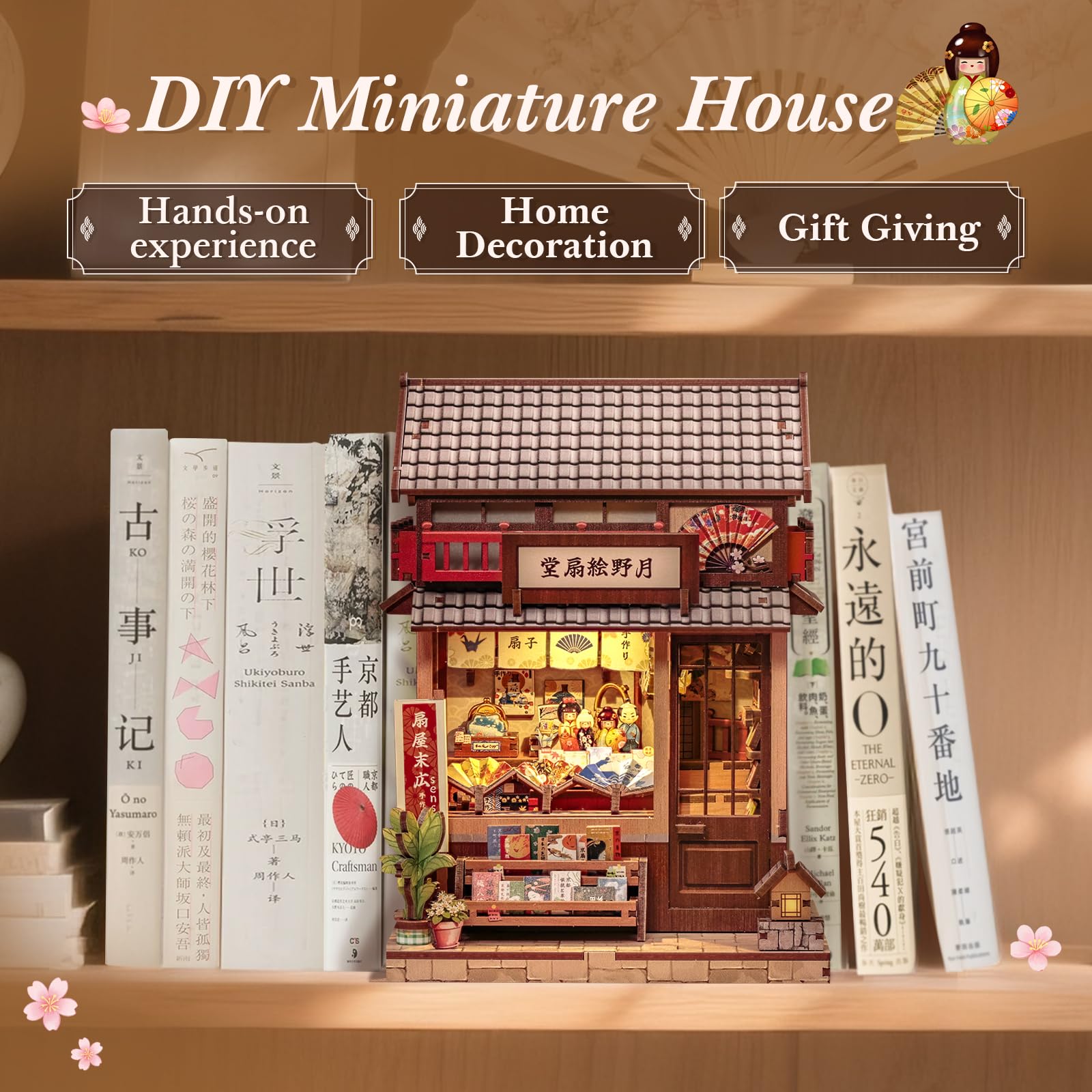 CUTEBEE Book Nook Kit wooden lattice doors add authentic charm