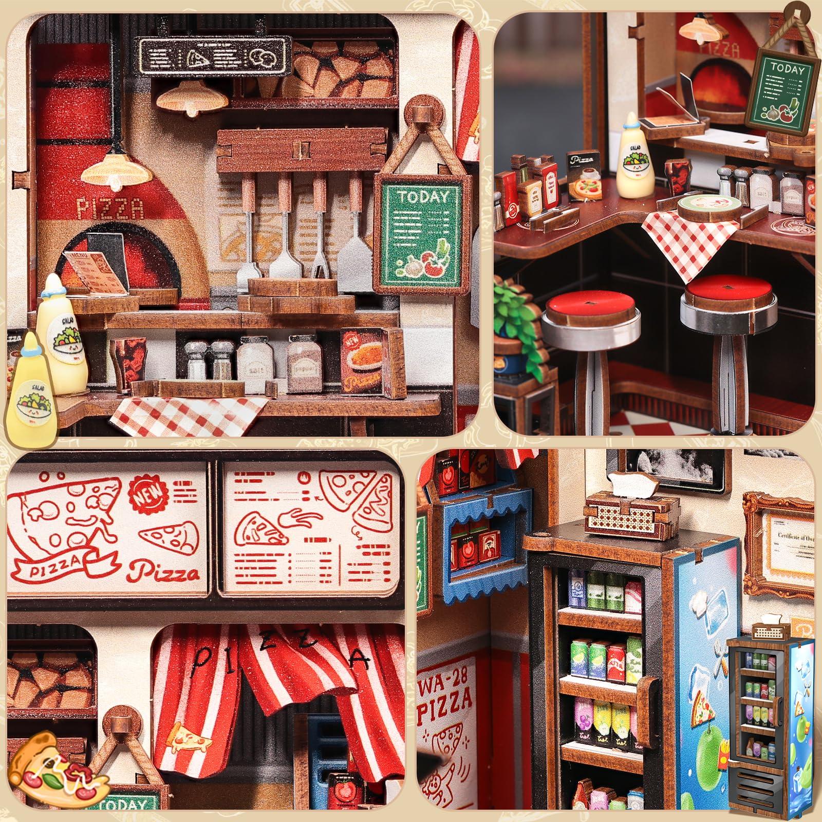 CUTEBEE Uncle Joe's Pizzeria booth area with warm lighting for ambient shelf styling