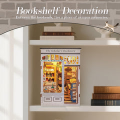 CUTEBEE Book Nook Kit interior lighting reveals warm ambience on a desk